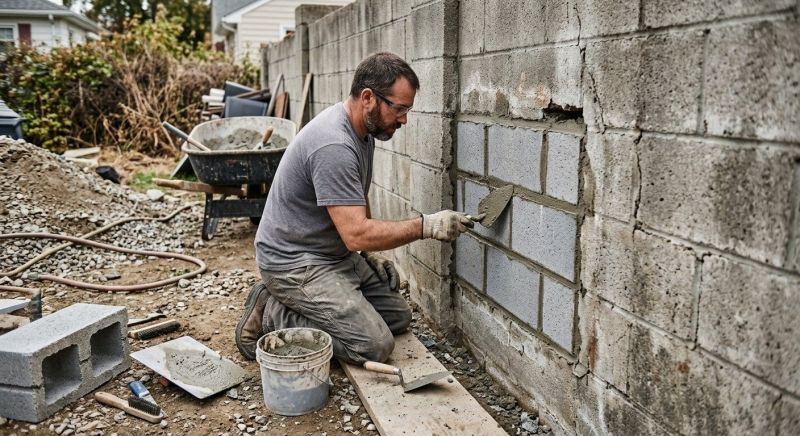 Cinder Block Wall Repair in Canton, MI