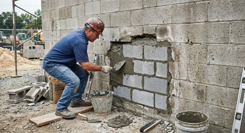 Cinder Block Wall Repair in Canton, MI