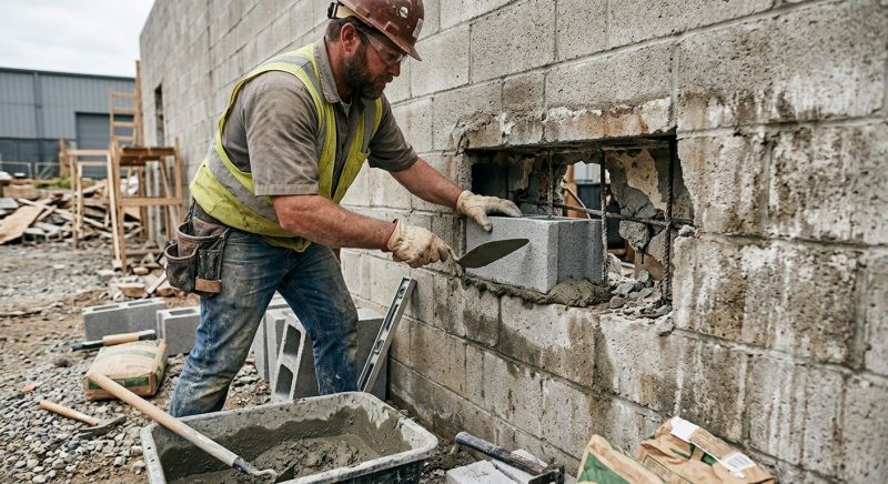 Cinder Block Wall Repair in Carleton, MI