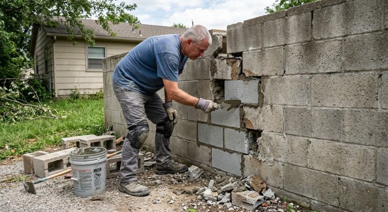 Cinder Block Wall Repair in Dearborn, MI