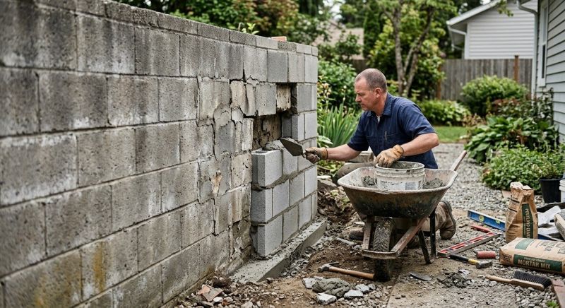 Cinder Block Wall Repair in Hartland, MI
