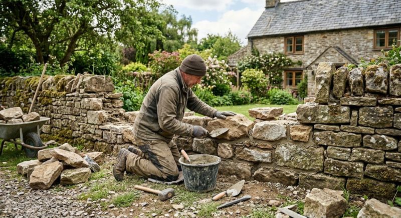 Stone Wall Repair in New Boston, MI